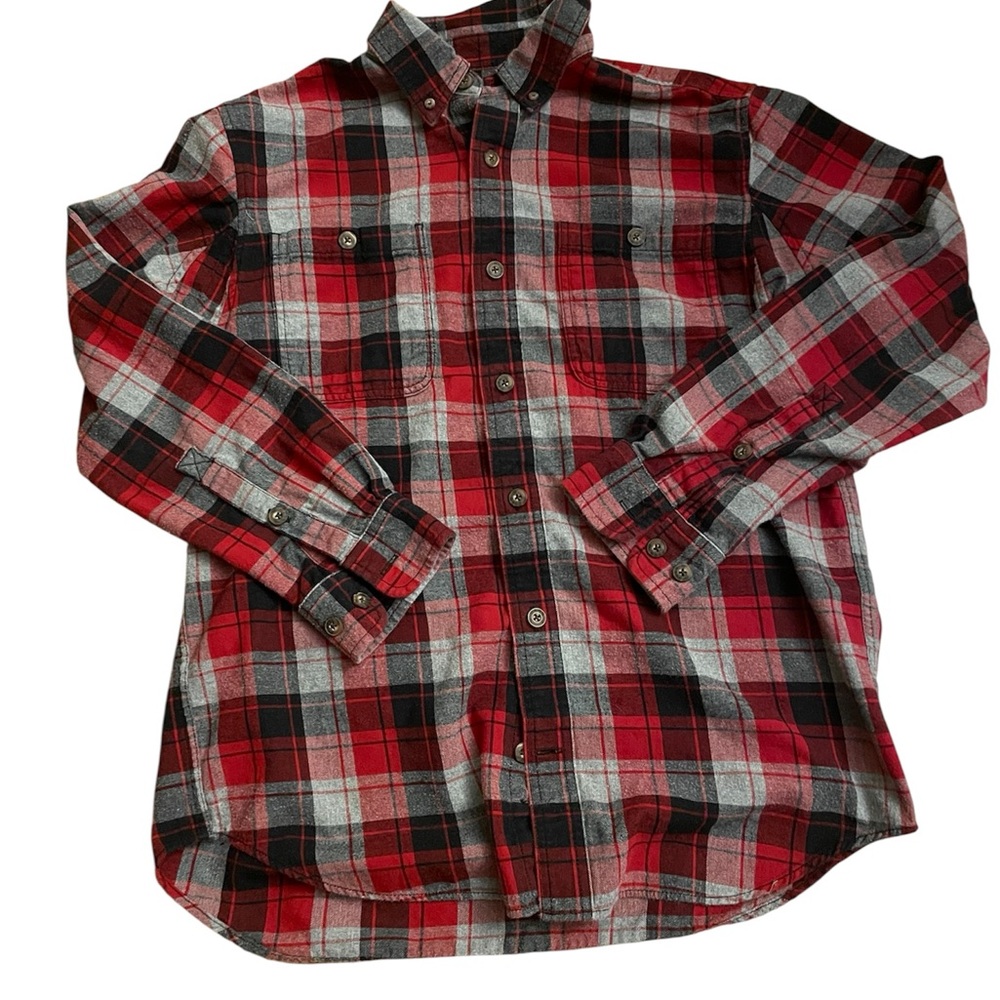 Duluth Trading Mens L Long Sleeve Button Up Trim Fit Shirt Plaid Flannel